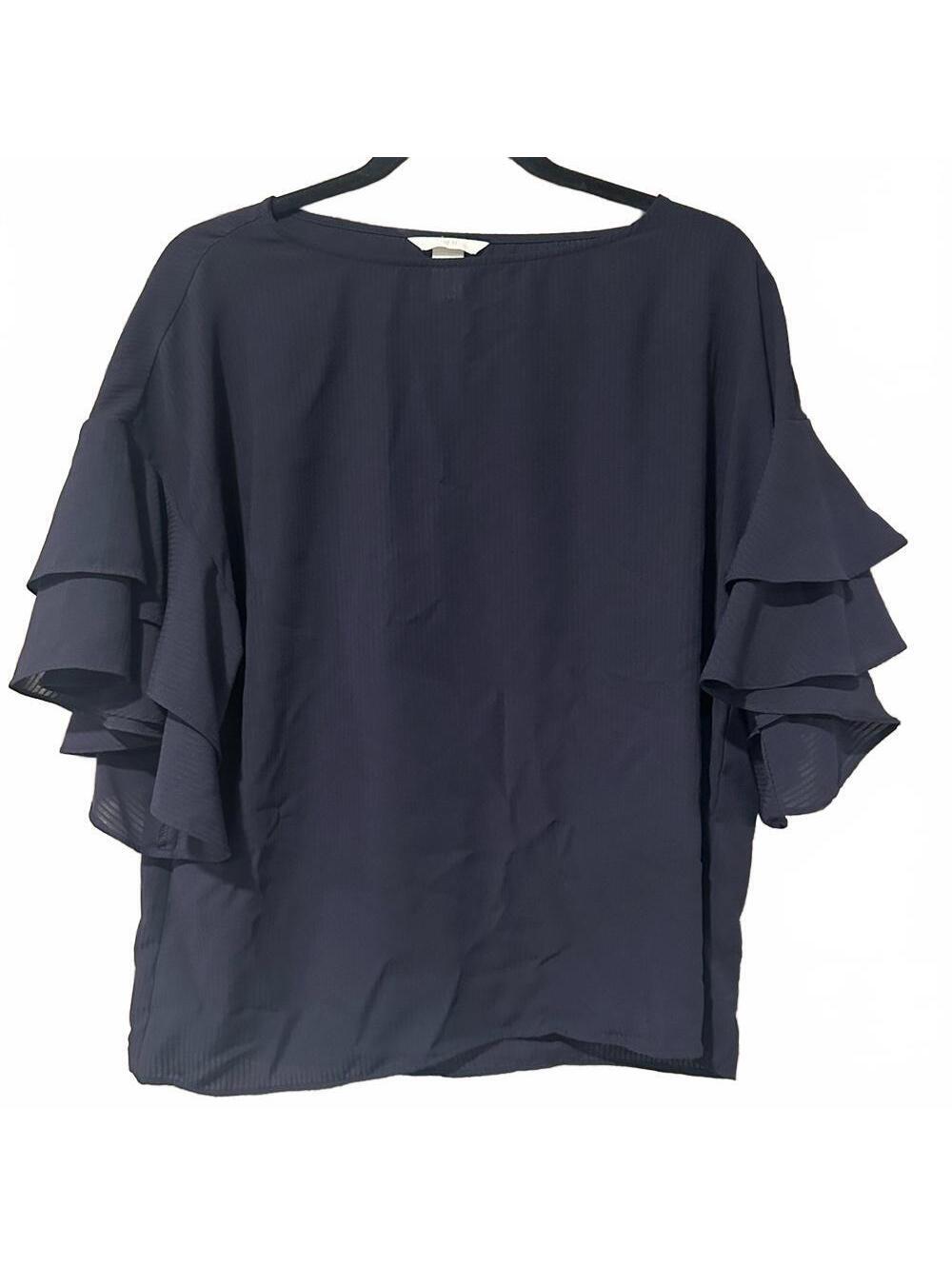 H&M Dark Blue Blouse with Layered Sleeves